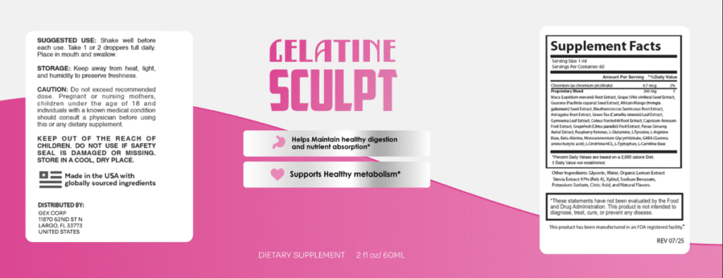Gelatine Sculpt Supplement Facts
